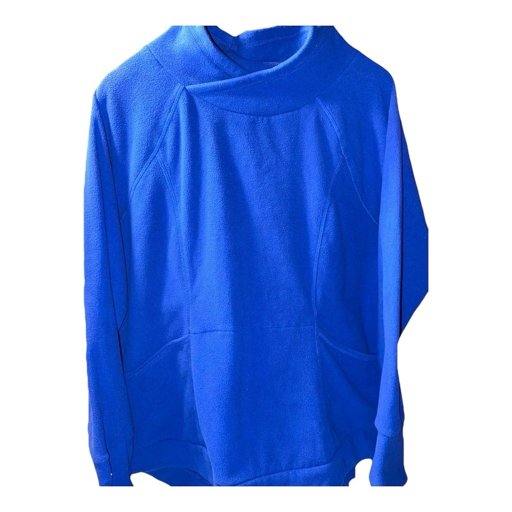 St. John's Bay Women's Plus Size Mock Neck Long Sleeve Pullover Fleece Blue XXL